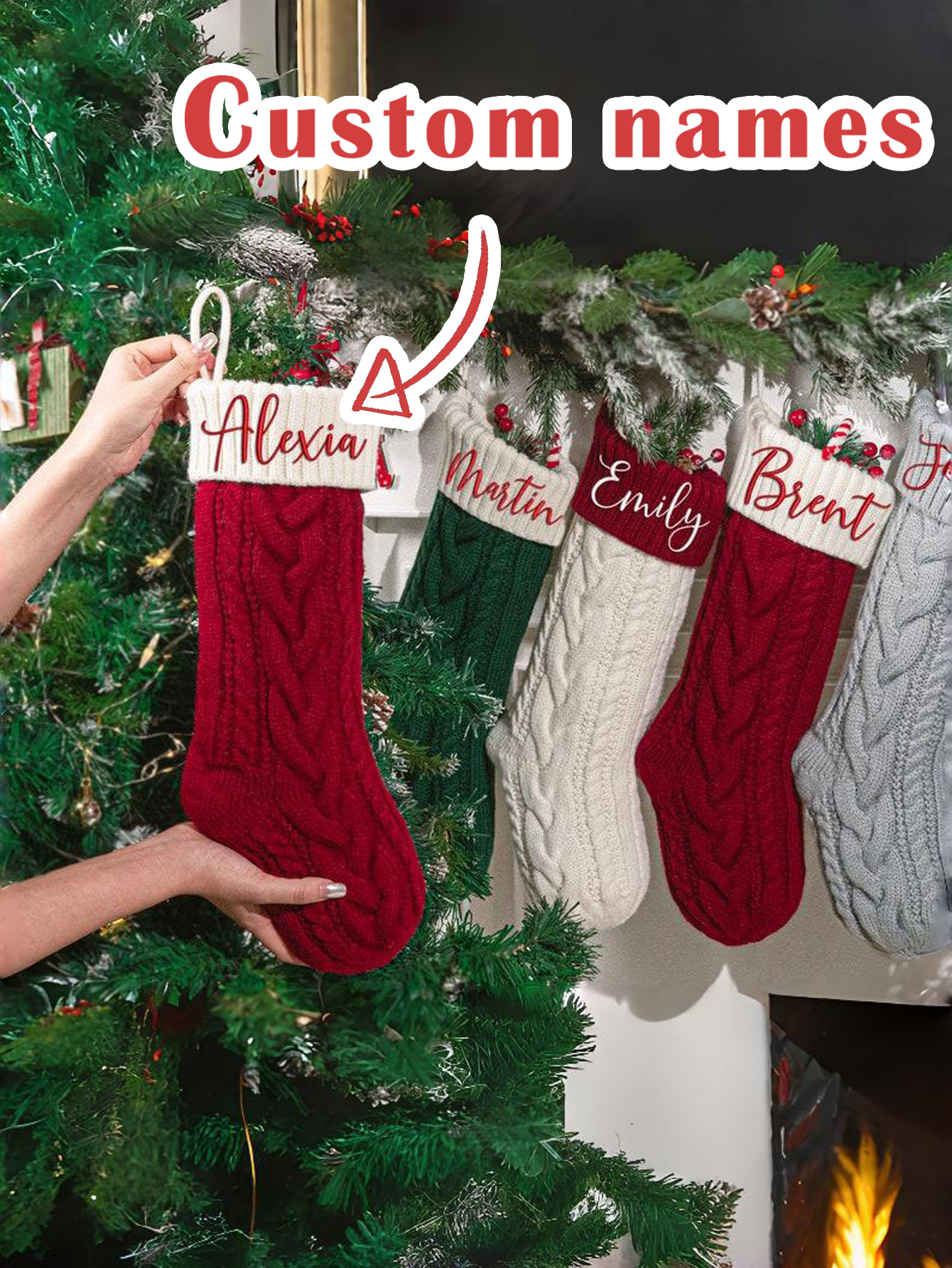 Personalized Embroidered Christmas Knit Stockings